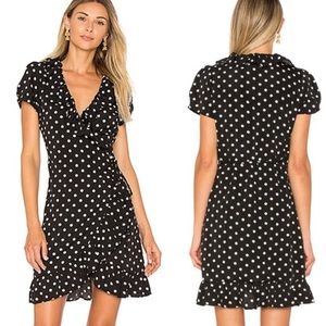Revolve LIONESS Black & White Polka Dot Wrap Dress Size Small